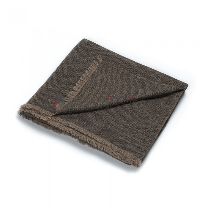 Plaid en Cachemire · Finement Tissé · Motif Chevrons · Saan Gris et Taupe par Oyuna