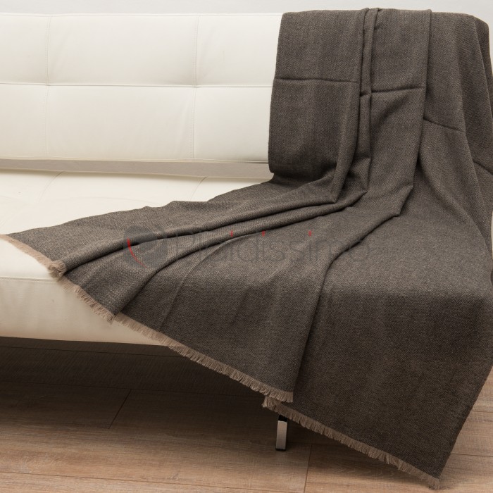 Plaid en Cachemire · Finement Tissé · Motif Chevrons · Saan Gris et Taupe par Oyuna