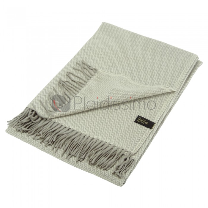 Plaid en Laine Mérinos Extra-Fine · Motif de Chevrons · Australia Espiga Beige par Mantaz Ezcaray