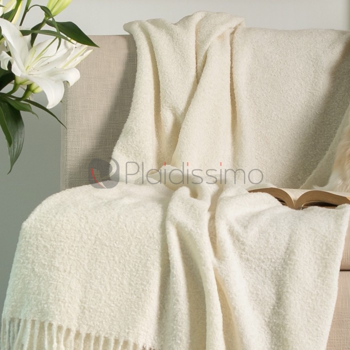 Plaid en Baby Alpaga Blanc · Tissage Traditionnel · Boucle par Alpaka