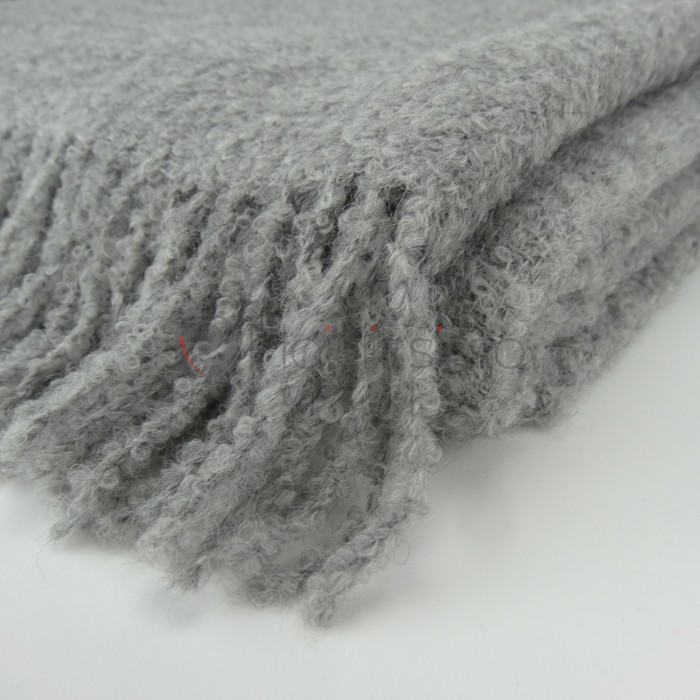 Plaid en Baby Alpaga Argent · Tissage Traditionnel · Boucle par Alpaka