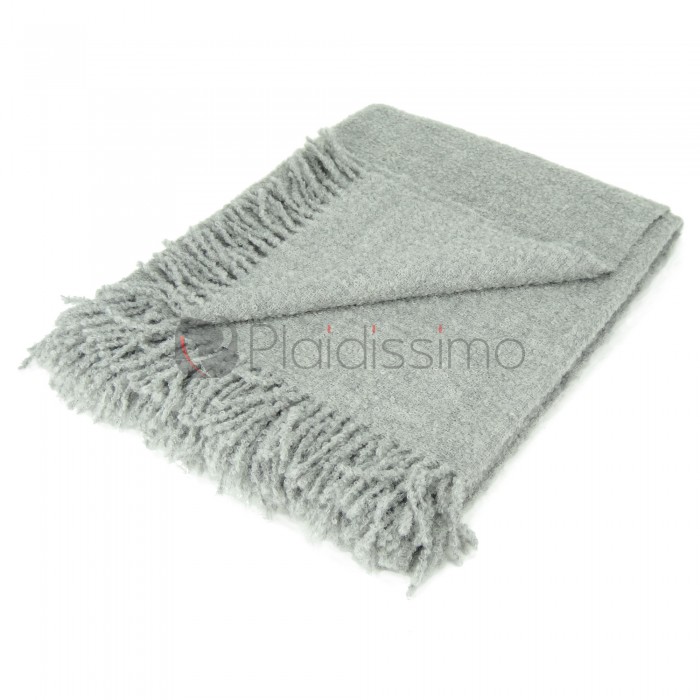 Plaid en Baby Alpaga Argent · Tissage Traditionnel · Boucle par Alpaka