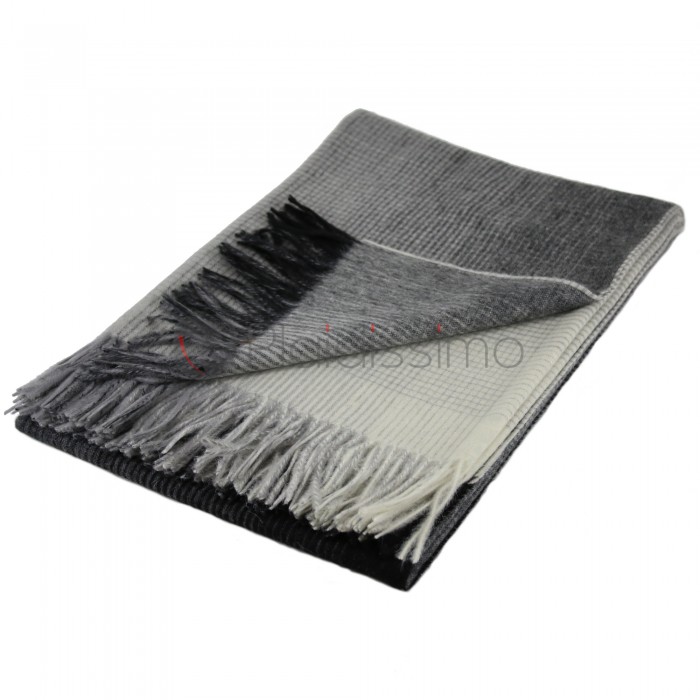 Plaid en Alpaga & Laine · Motif Dégradé · Horizon Nuances de Gris - Par Elvang