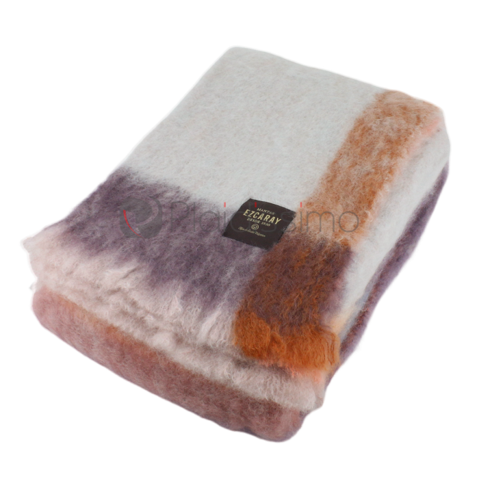 Plaid en Mohair · Intemporel & Design · Rozco Multicolore Pastel Orange et Gris par Mantas Ezcaray