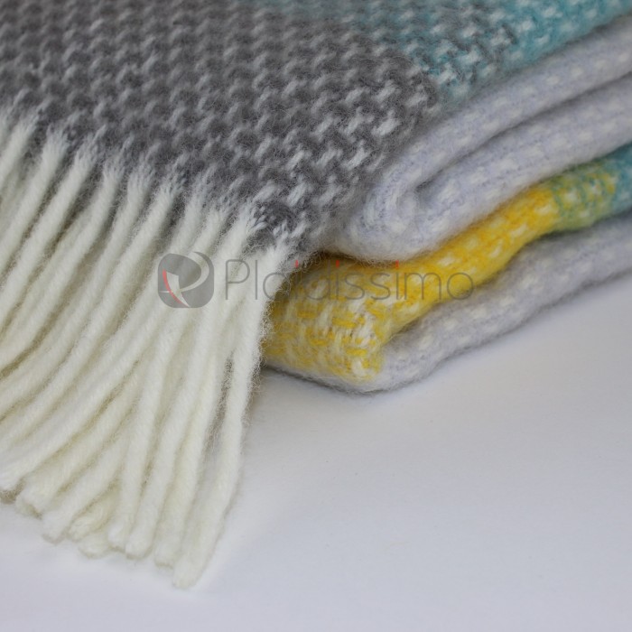 Plaid e100% Laine Vierge · Design Authentique avec des Bandes de Couleur d'Inspiration Marée · Ombre Tidal Plaid e100% Laine Vierge · Design Authentique avec des Bandes de Couleur d'Inspiration Marée · Ombre Tidal