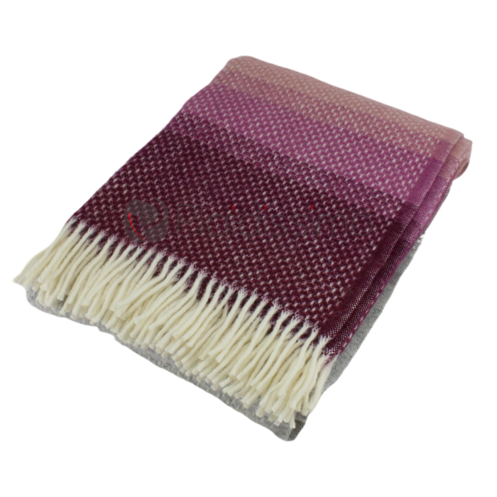 Plaid e100% Laine Vierge · Design Authentique avec des Bandes de Couleur d'Inspiration Marée · Ombre Rosewood