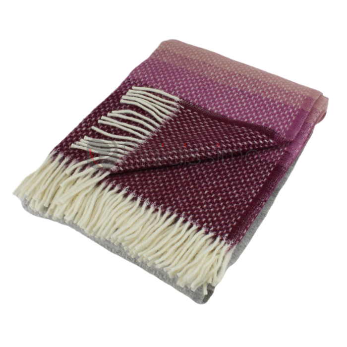 Plaid e100% Laine Vierge · Design Authentique avec des Bandes de Couleur d'Inspiration Marée · Ombre Rosewood