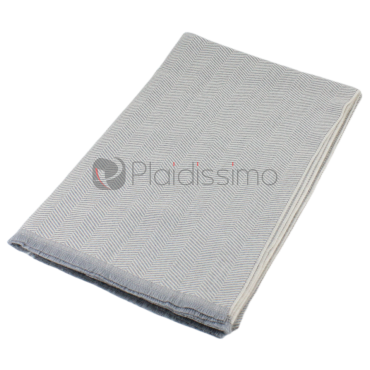 Plaid Colorado en laine vierge mérinos - Motif chevrons crème et gris - Luxe et confort intemporel