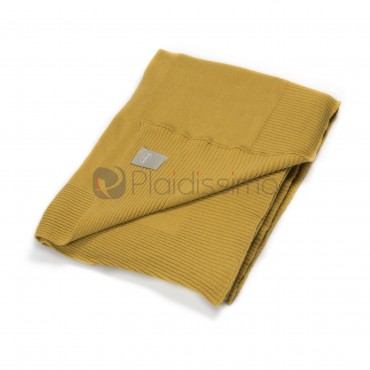 Plaid Jaune Moutarde en Laine Mérinos d'Australie · Fin et Léger avec Finition Raffinée · Alexis par Somma 1867