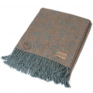 Plaid Gris et Bleu en Laine Mérinos Extra-Fine · Bicolore Motif Géométriques · Deco par Somma 1867