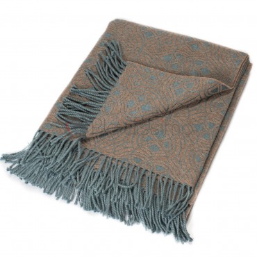 Plaid Gris et Bleu en Laine Mérinos Extra-Fine · Bicolore Motif Géométriques · Deco par Somma 1867