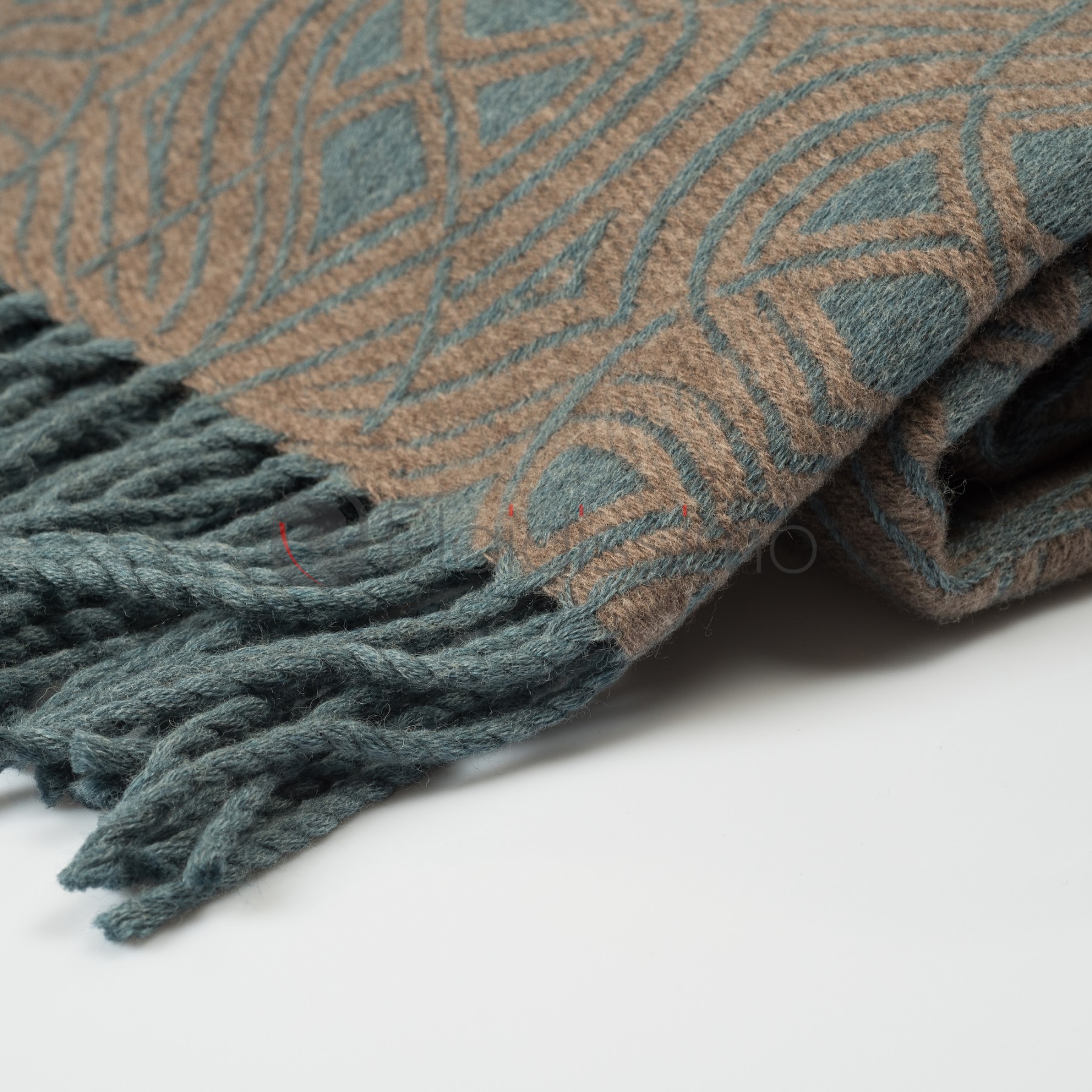 Plaid Laine Mérinos LYHome 130x170cm - Réversible Bleu - Chaud Et Respirant - Camping, Voyage