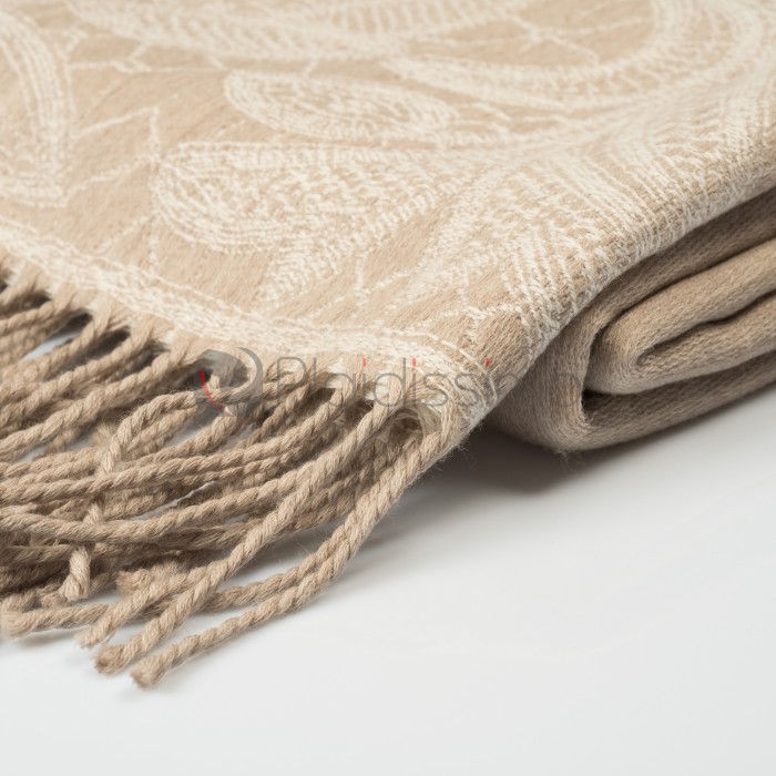 Plaid Beige en Laine Mérinos d'Australie · Finition Raffinée Brodée · Leavers par Somma 1867