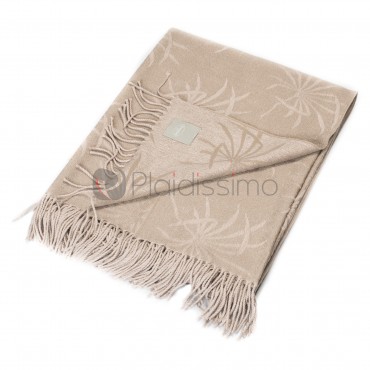 Plaid Beige en Laine Mérinos d'Australie Extra-Fine · Jacquard à Motif de Palmier · Palm par Somma 1867