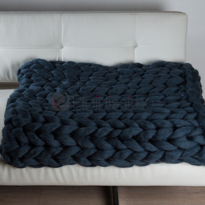 Plaid en Grosses Mailles Anthracite · Laine Mérinos d'Australie · Majestueux® par Plaidissimo