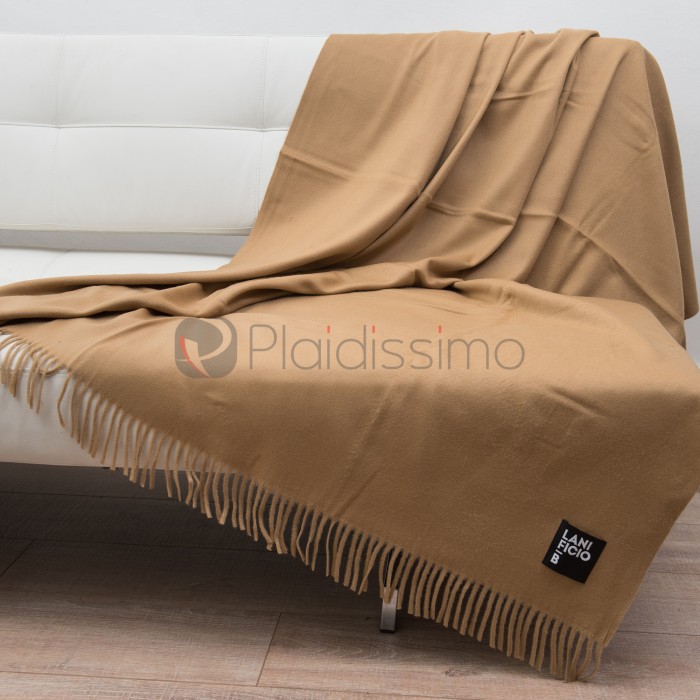 Plaid en Pure laine Vierge · Couleur Sable · Léger Doux & Elégant · Lake par Lanificio B