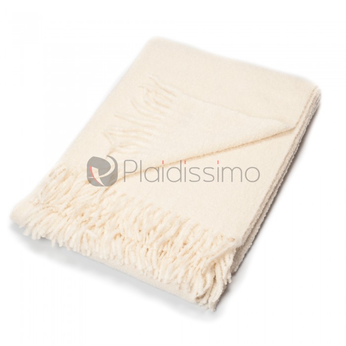Plaid en Baby Alpaga Blanc · Tissage Traditionnel · Boucle par Alpaka