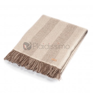 Plaid en Alpaga · Beige à Chevrons · Traditional Fishbone par Alpaka