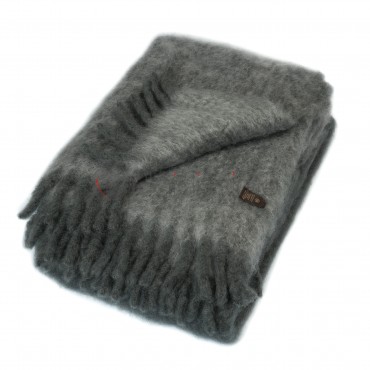 Plaid en Mohair · Elégant à Franges Epaisses · Stitching Anthracite par Mantas Escaray