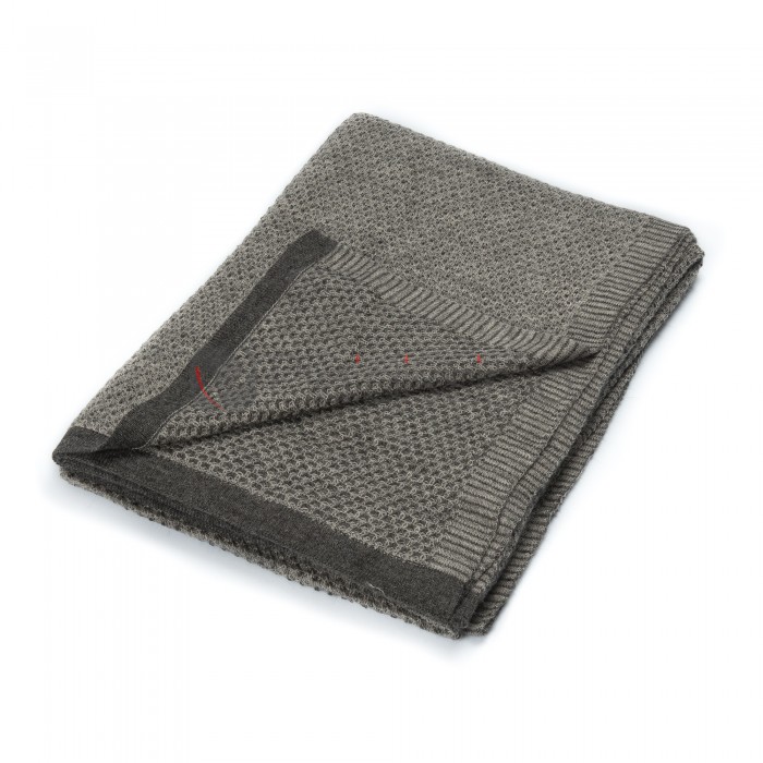 Plaid 100% Baby Alpaga · Tricoté Gris · Finition Anthracite · Raindrops par Elvang