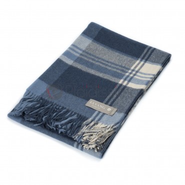 Plaid en Alpaga & Laine · Motif Bleu à Carreaux · Cityscape Delph