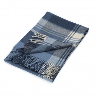 Plaid en Alpaga & Laine · Motif Bleu à Carreaux · Cityscape Delph