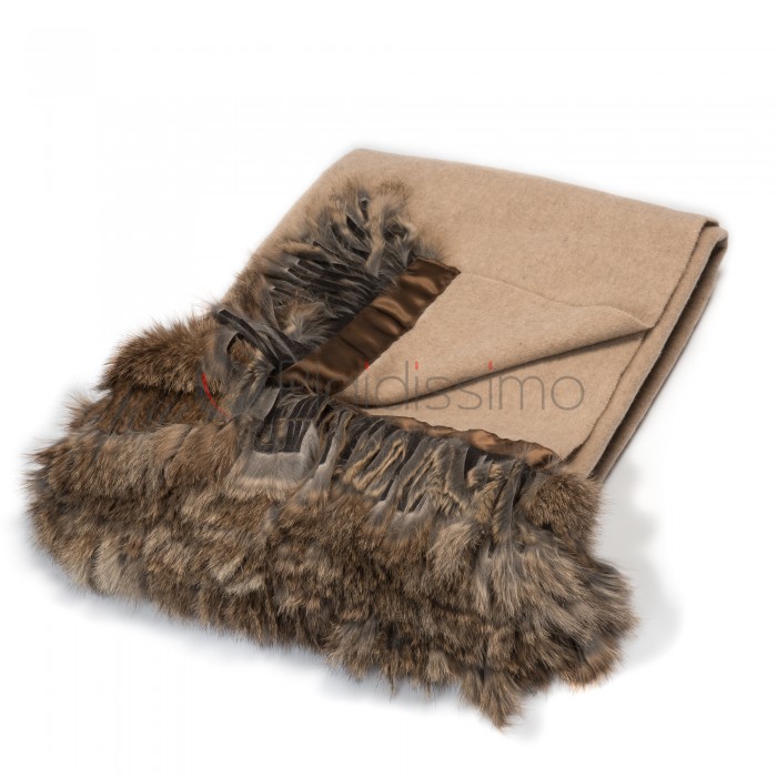 Plaid en Laine d'Agneau · Franges zeen Fourrure de Lapin par Katrin Leuze