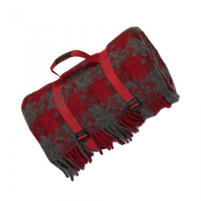 Plaid de Pique-Nique Imperméable · Laine Vierge · Jigsaw Red par Tweedmill