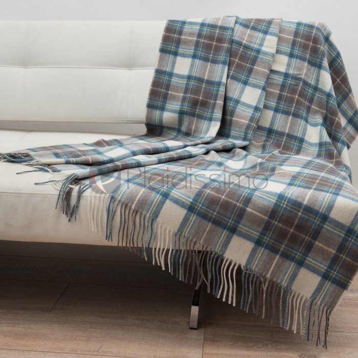 Plaid en Laine d'Agneau · Motif à Carreaux · Muted Blue Dress Stewart par Tweedmill