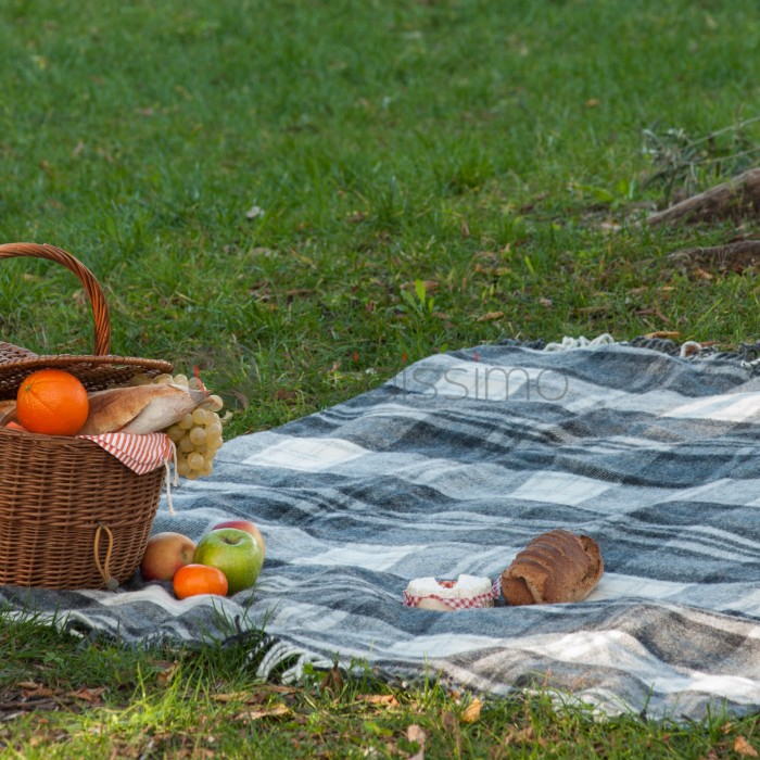 Plaid de Pique-Nique Imperméable · Laine Vierge · Cottage Grey par Tweedmill