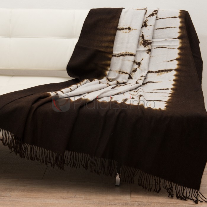 Plaid en Baby Alpaga · Confection Artisanale · Makiage Square · Brun et Gris par Suzusan