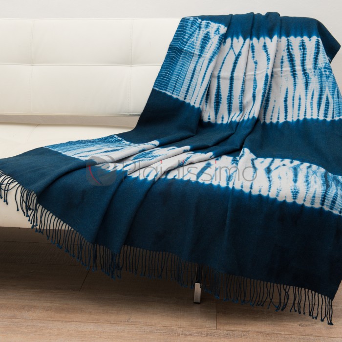 Plaid en Baby Alpaga · Design à Motif Bleu · Tesuji Yoroidan · Bleu Intense par Suzusan