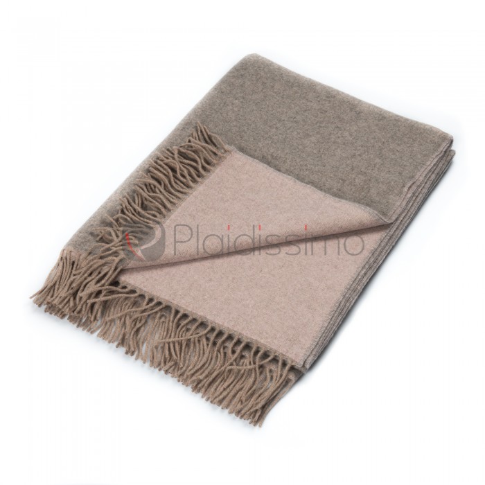 Plaid en Cachemire & Laine · Double Faces · Alassio Gris & Rose par Eagle Products