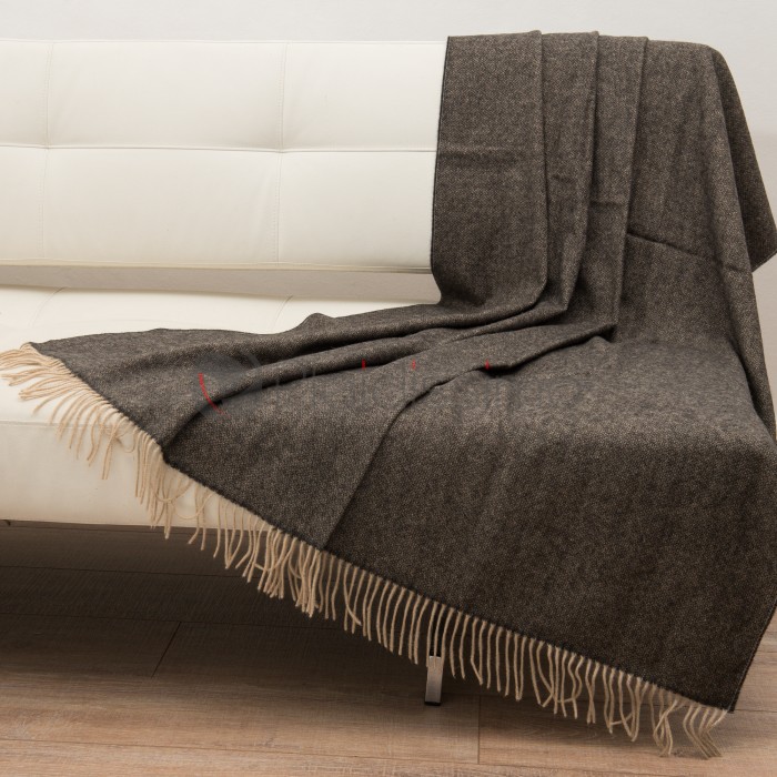 Plaid en Laine Vierge & Mohair Anthracite · Structuré & Moelleux · Wales Anthra