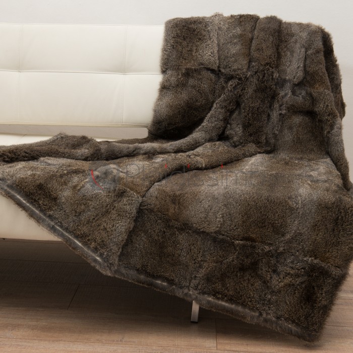 Plaid en Fourrure de Lapin · Naturel & Authentique · Gris par Tergus
