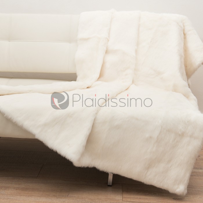 Plaid en Fourrure de Lapin · Naturel & Authentique · Blanc par Tergus