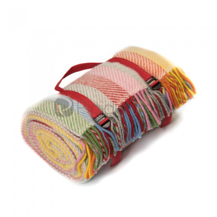 Plaid de Pique-Nique en Laine · Motif à Chevrons · Rainbow par Tweed Mill