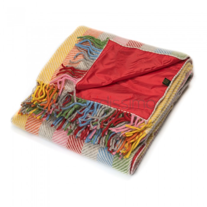 Plaid de Pique-Nique en Laine · Motif à Chevrons · Rainbow par Tweed Mill