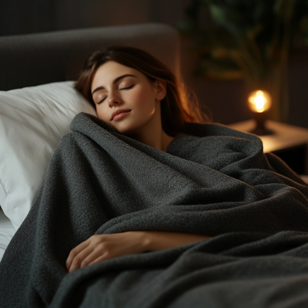 Femme entrain de dormir avec un plaid