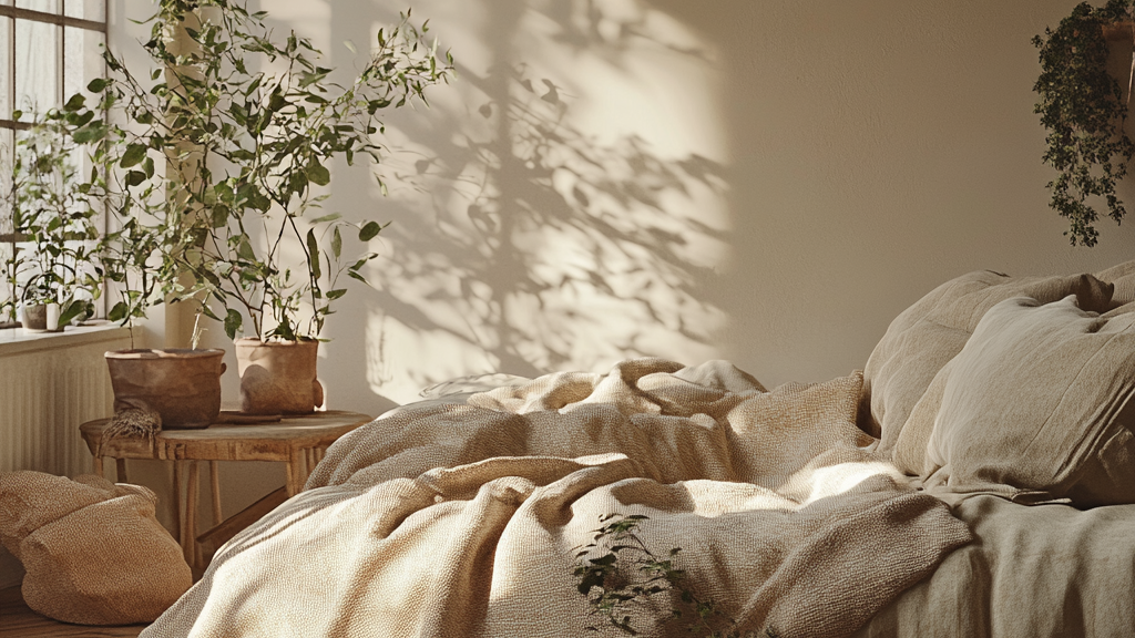 plaid dans une chambre à coucher